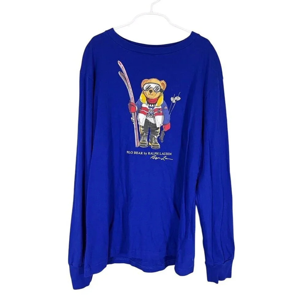 Ralph Lauren Bear Tshirt 14 Jersey Long Sleeve Graphic Preppy Old Money Classic